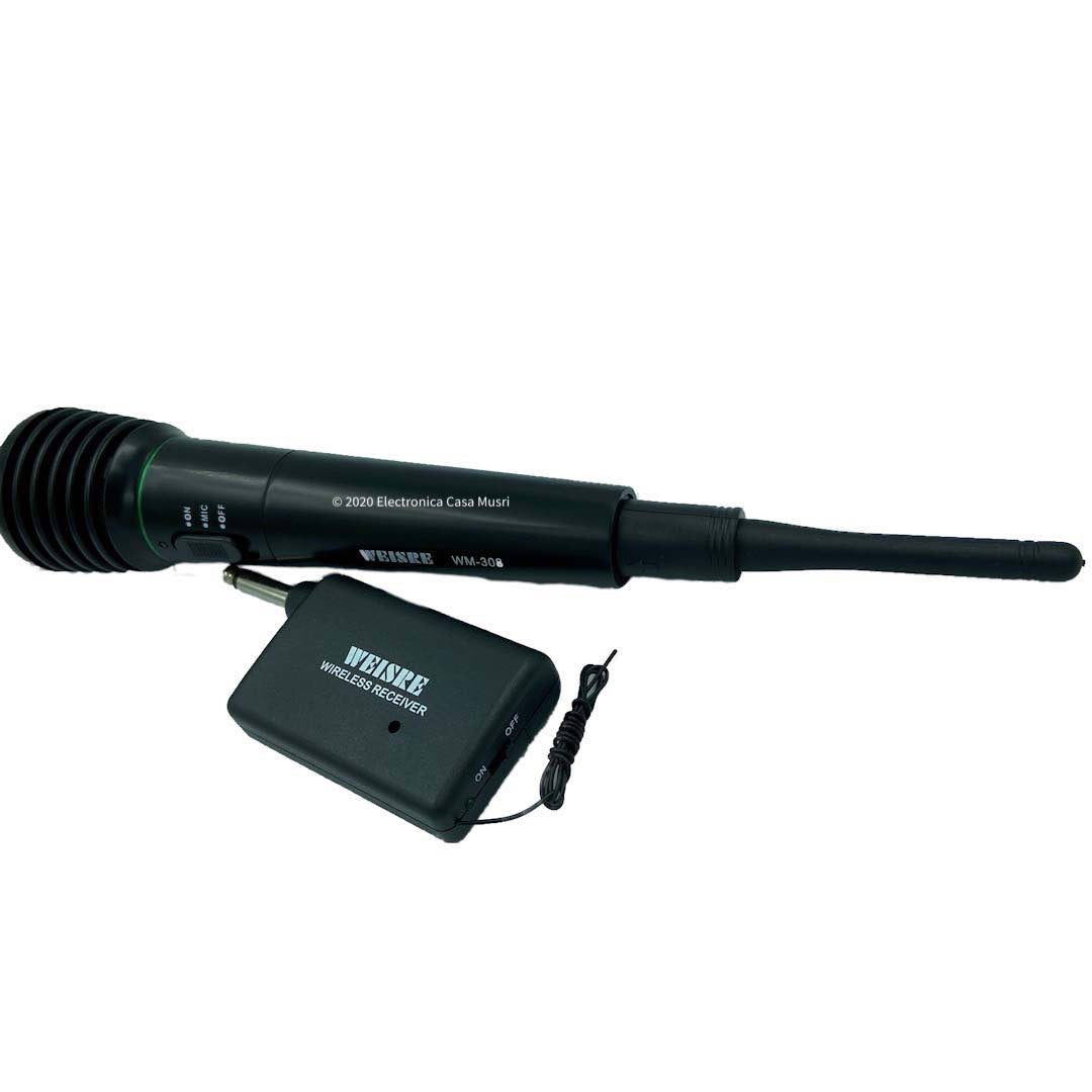 Micrófono Inalámbrico FM y alámbrico (con cable)