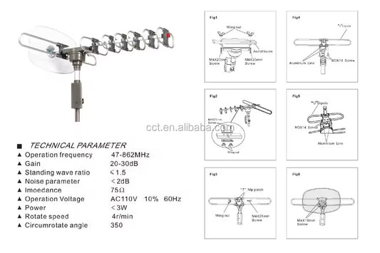Antena digital exterior para zonas rurales alta ganancia