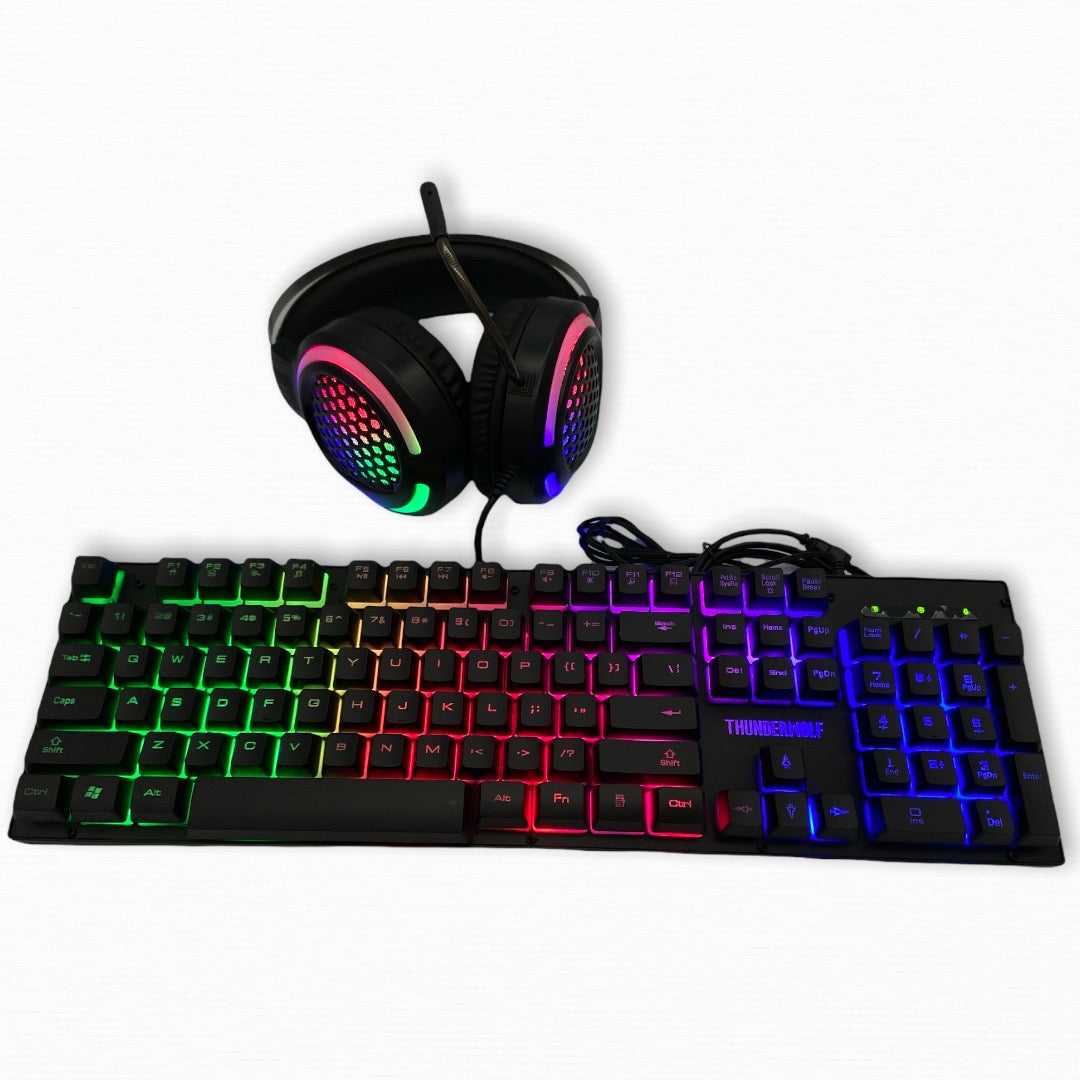 Kit Gamer 4 en 1 (Teclado, Mouse, Audífonos y Mouse Pad Gamer)