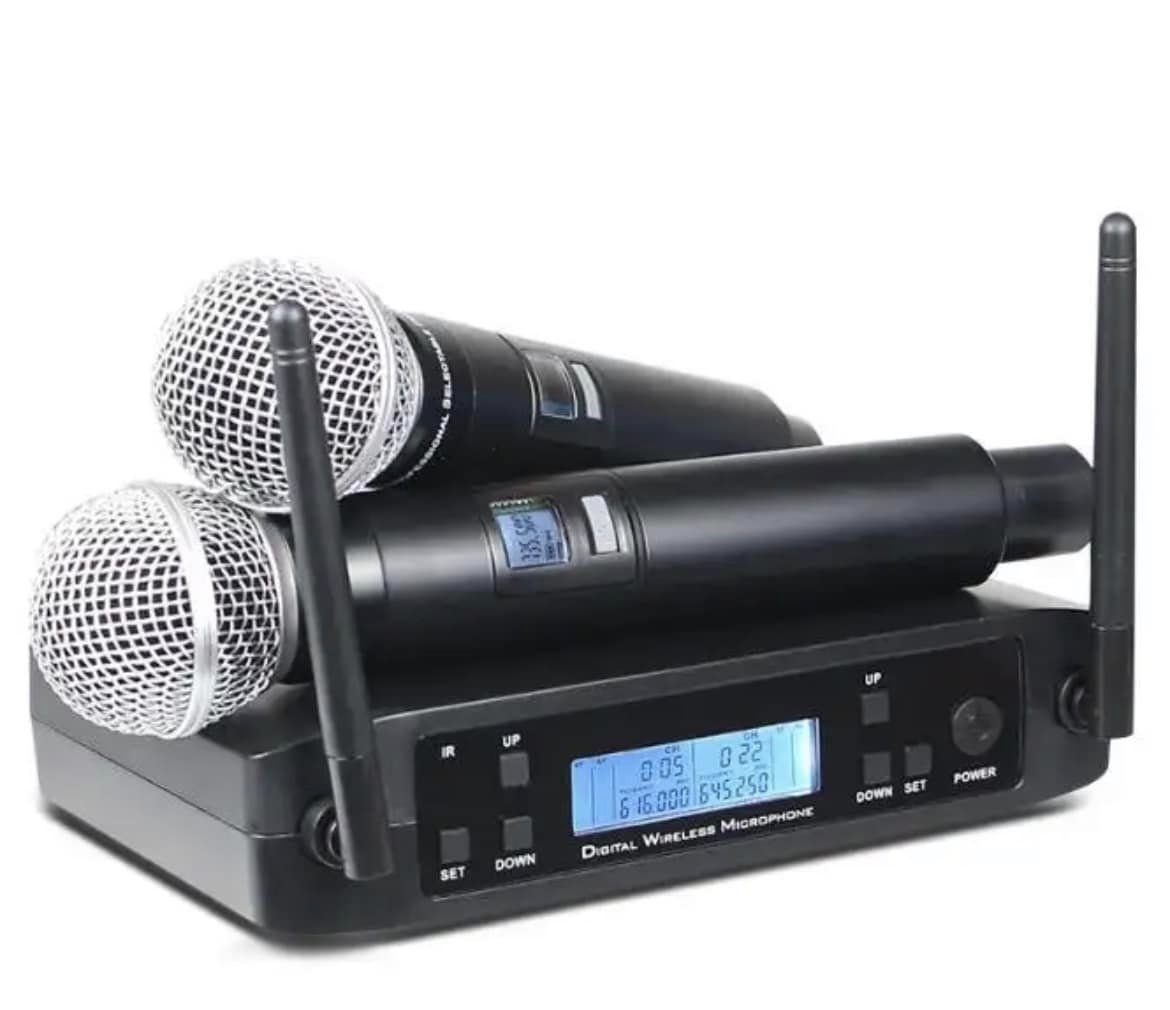 Micrófono doble UHF inalámbrico recargable