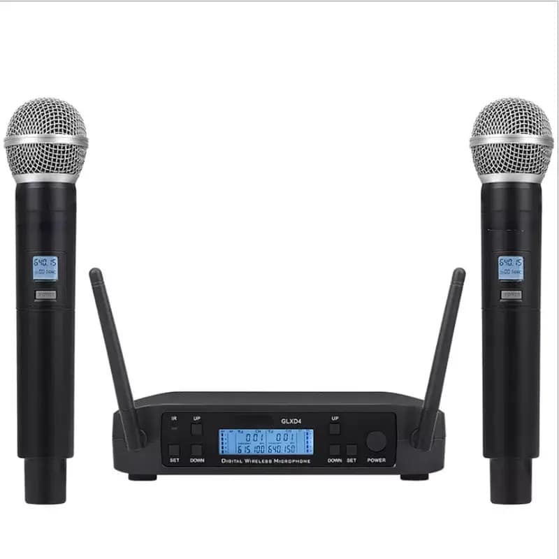 Micrófono doble UHF inalámbrico recargable