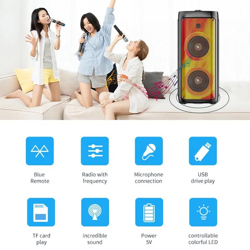 Parlante BT USB MSd FM Luz RGB