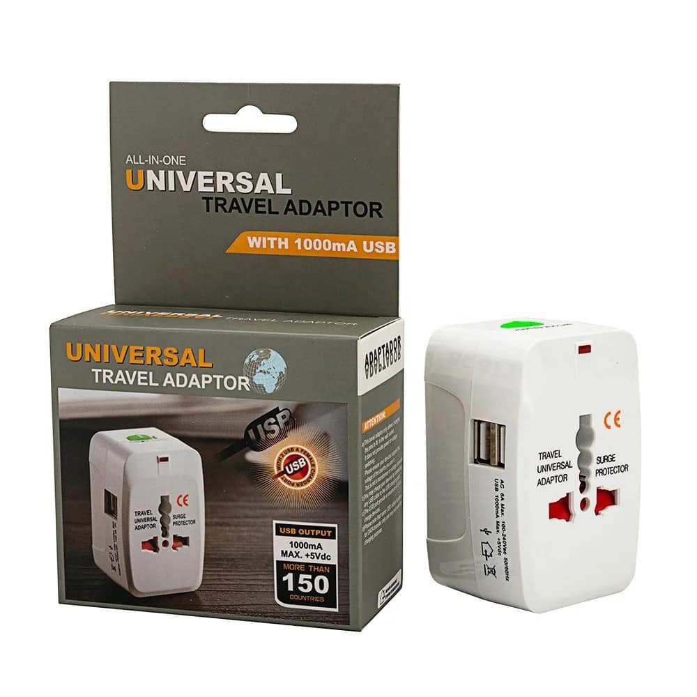 Adaptador viajero con 2 USB