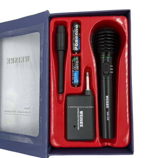 Micrófono Inalámbrico FM y alámbrico (con cable)