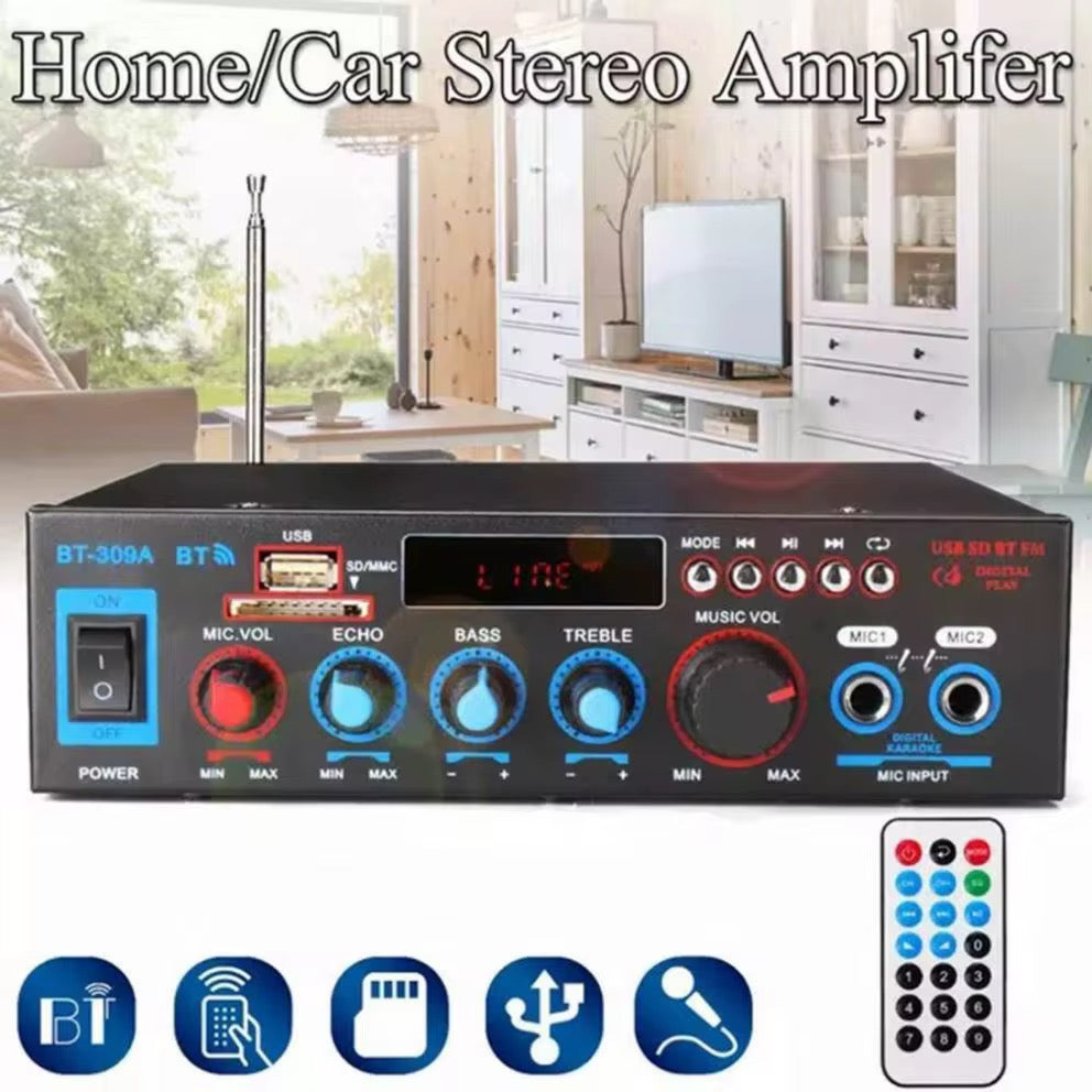 Amplificador 12V 220V FM BT MIC SD USB