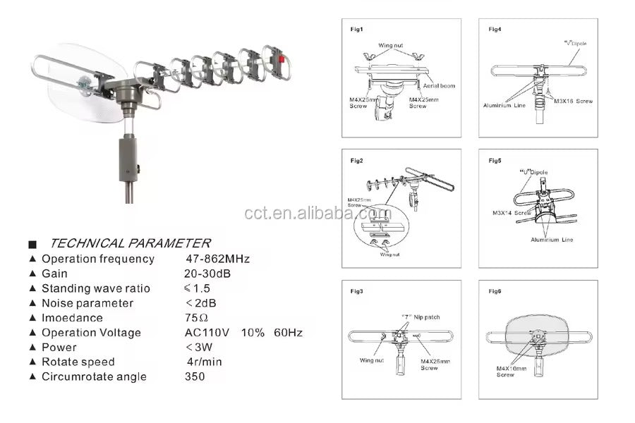 Antena digital exterior para zonas rurales alta ganancia
