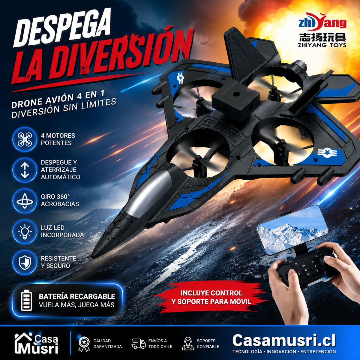 Avion dron con control remoto