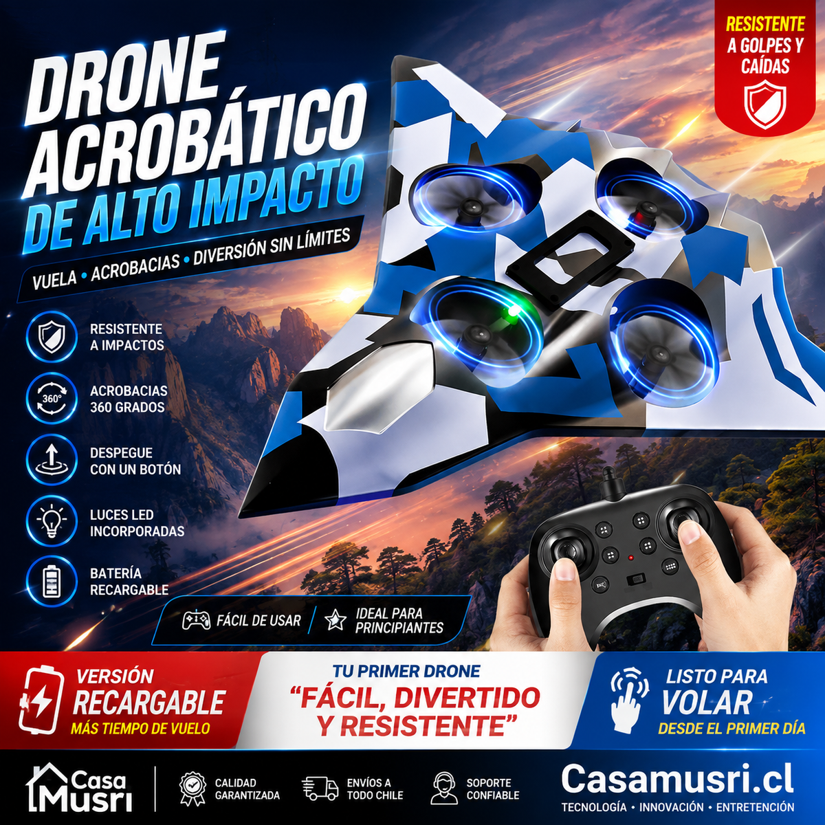 Avión drone con control remoto