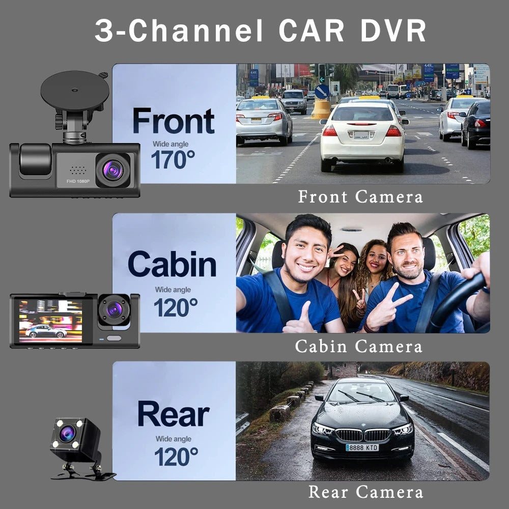 Cámara DVR WIFI para vehiculo 3 camaras
