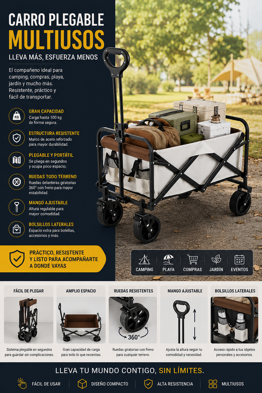 Carro para camping o feria  70x40cm