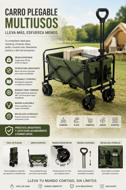 Carro para camping o feria 70x40cm