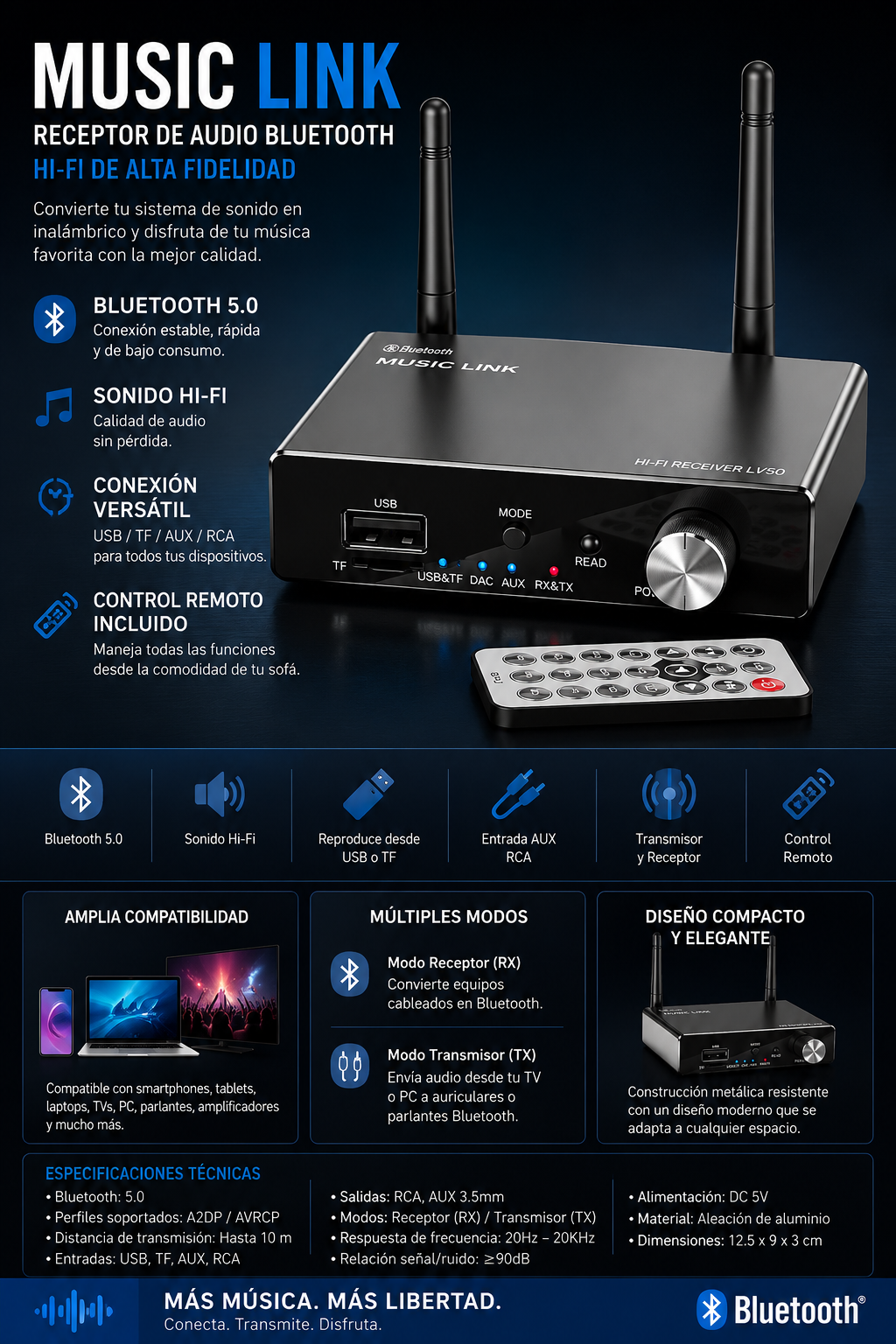 Adaptador BT receiver y transmisor.