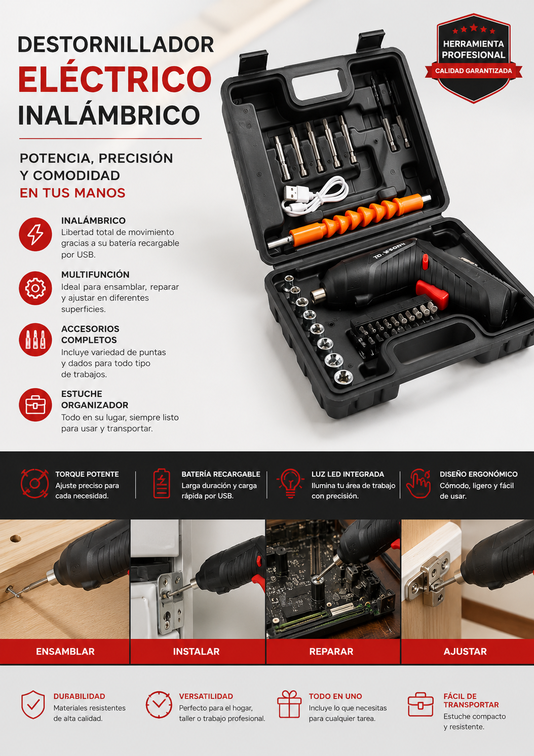 Destornillador electrico recargable