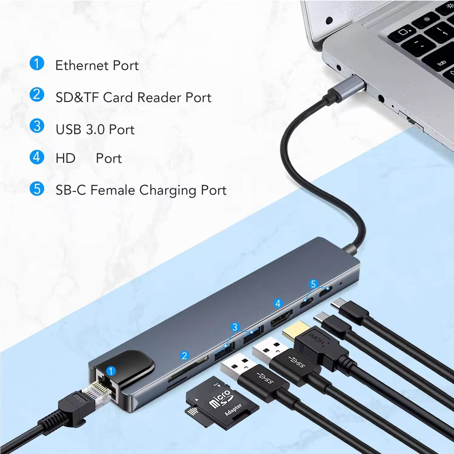 Adaptador USB C HDTV multi función