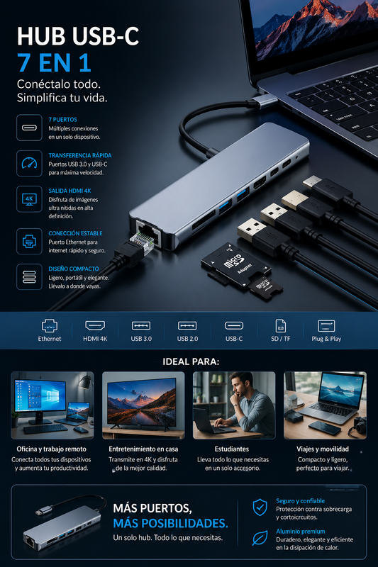 Adaptador USB C HDTV multi función