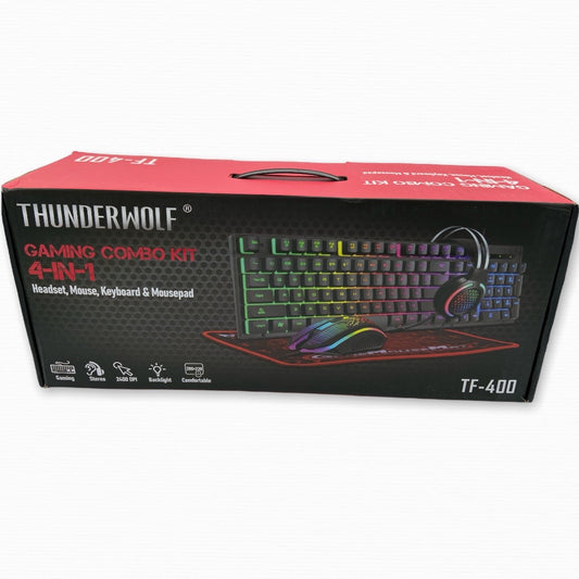 Kit Gamer 4 en 1 (Teclado, Mouse, Audífonos y Mouse Pad Gamer)