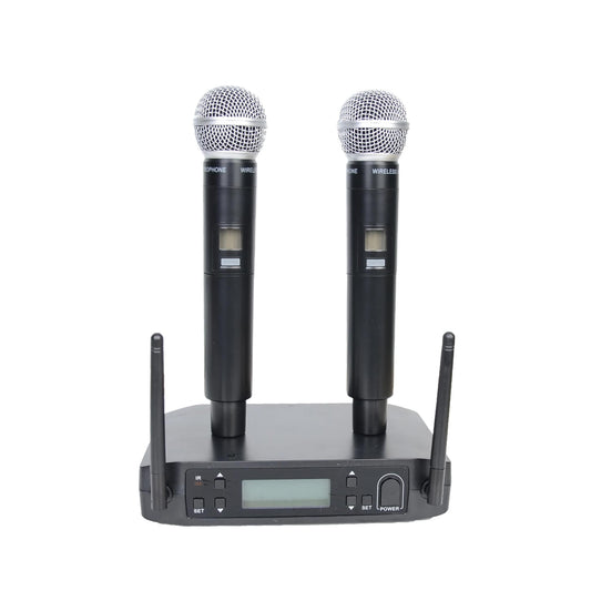 Micrófono doble UHF Inalámbrico recargable