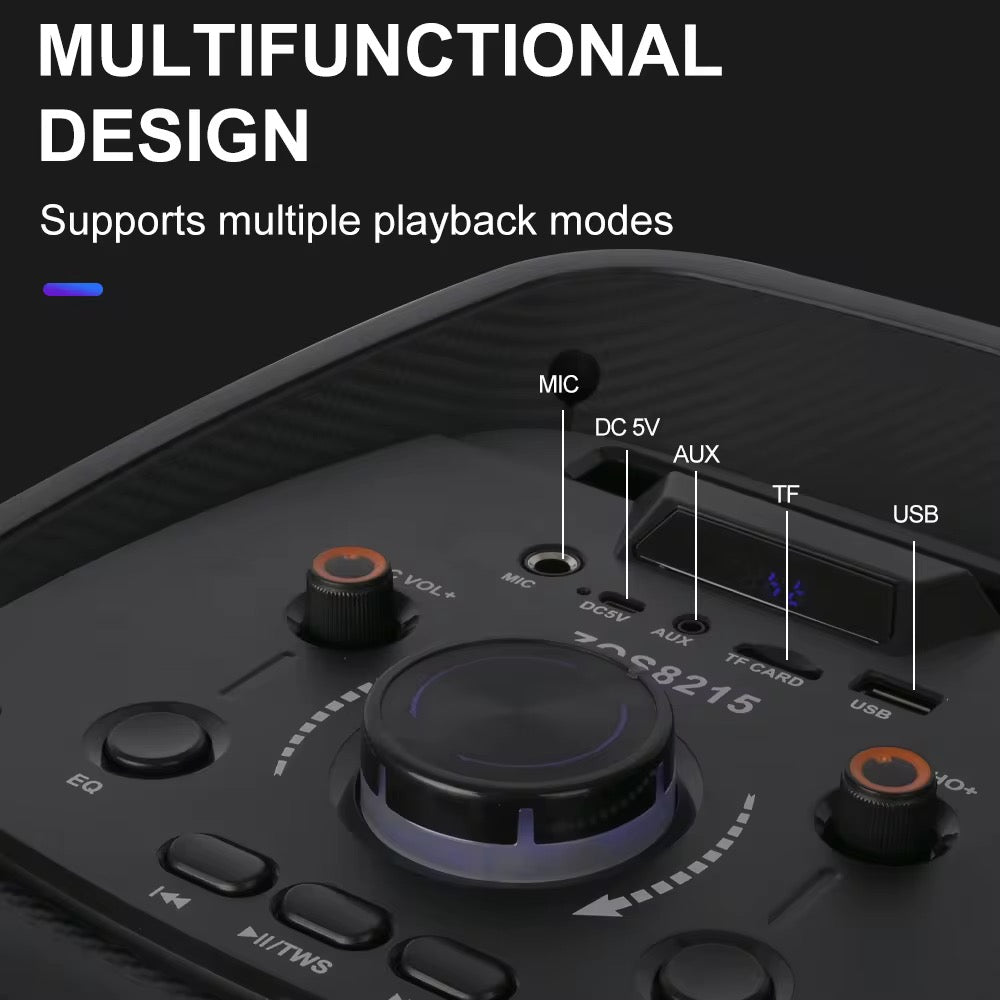 Parlante BT USB MSd FM Luz RGB