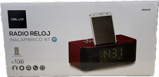 Radio reloj alarma BT TF FM recargable.