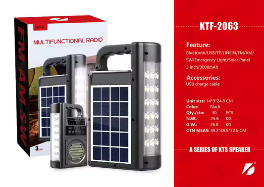 Radio solar recargable Luz led