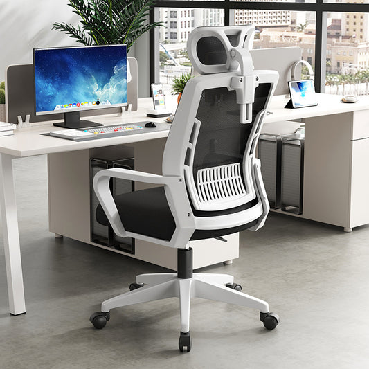 Silla para oficina color Blanco , tapiz negro con cabecera