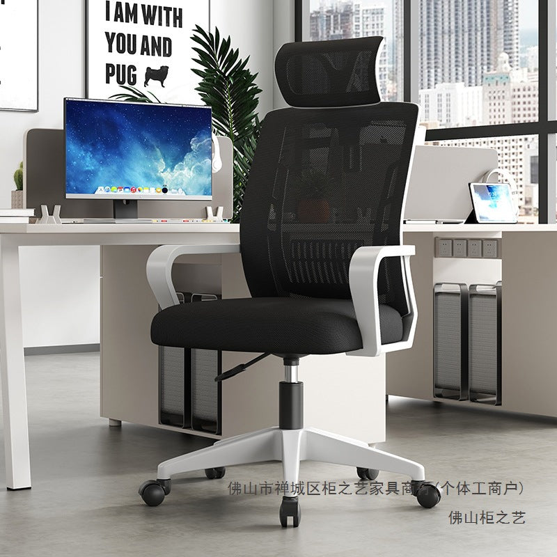 Silla para oficina color Blanco , tapiz negro con cabecera