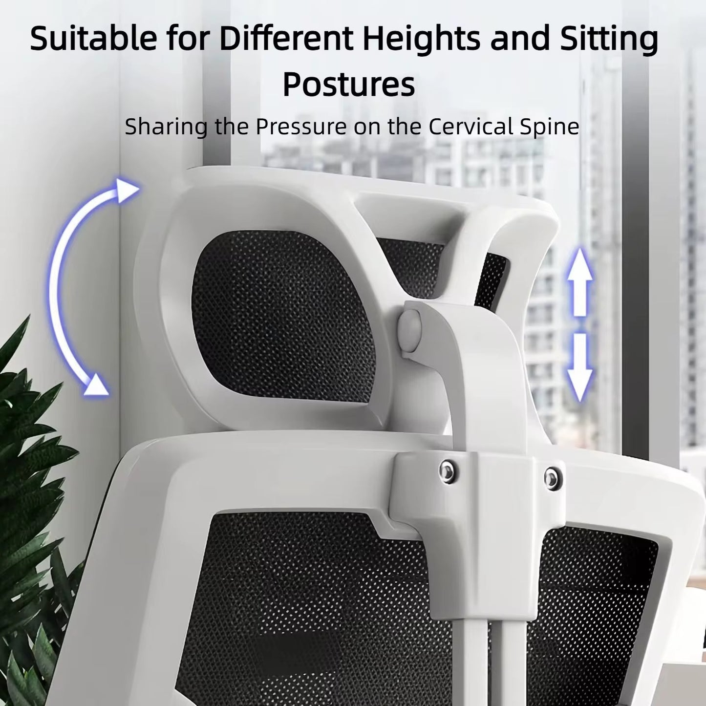 Silla para oficina color Blanco , tapiz negro con cabecera