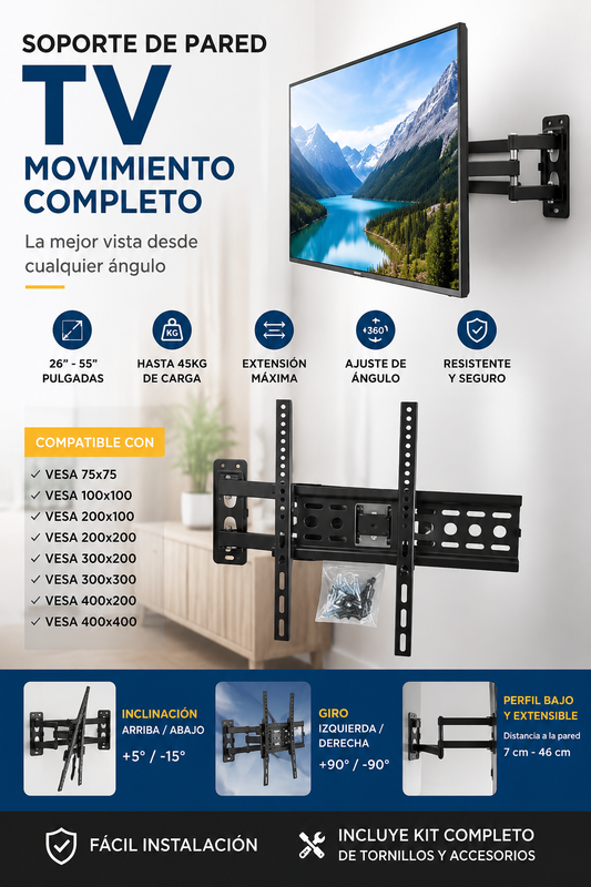 Soporte TV 26´´55´´ con brazo ajustable