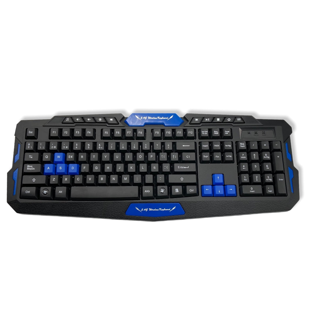 Teclado y Mouse Inalámbrico Gamer Azul HK8100