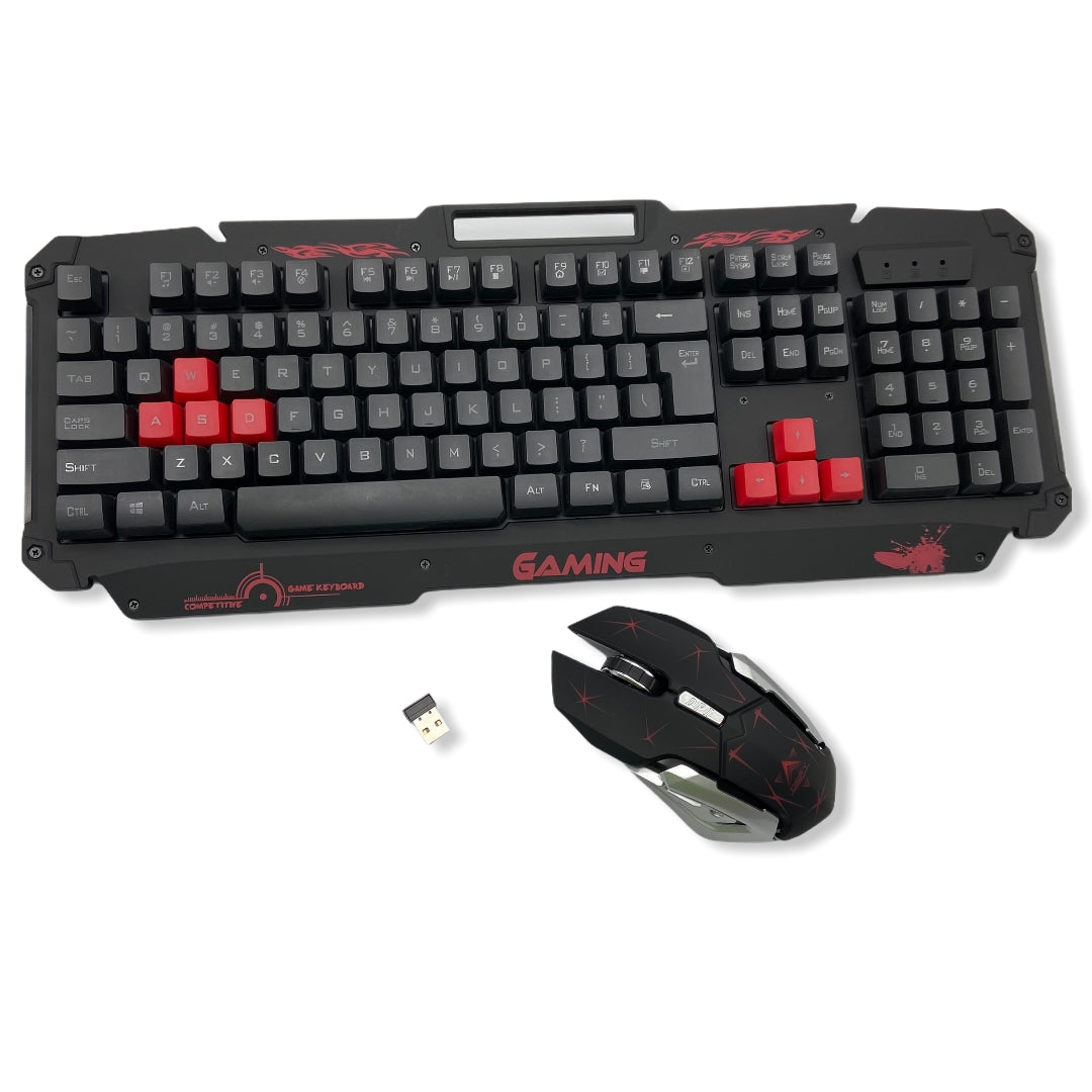 Teclado y Mouse Inalámbrico Gamer Rojo HK1668