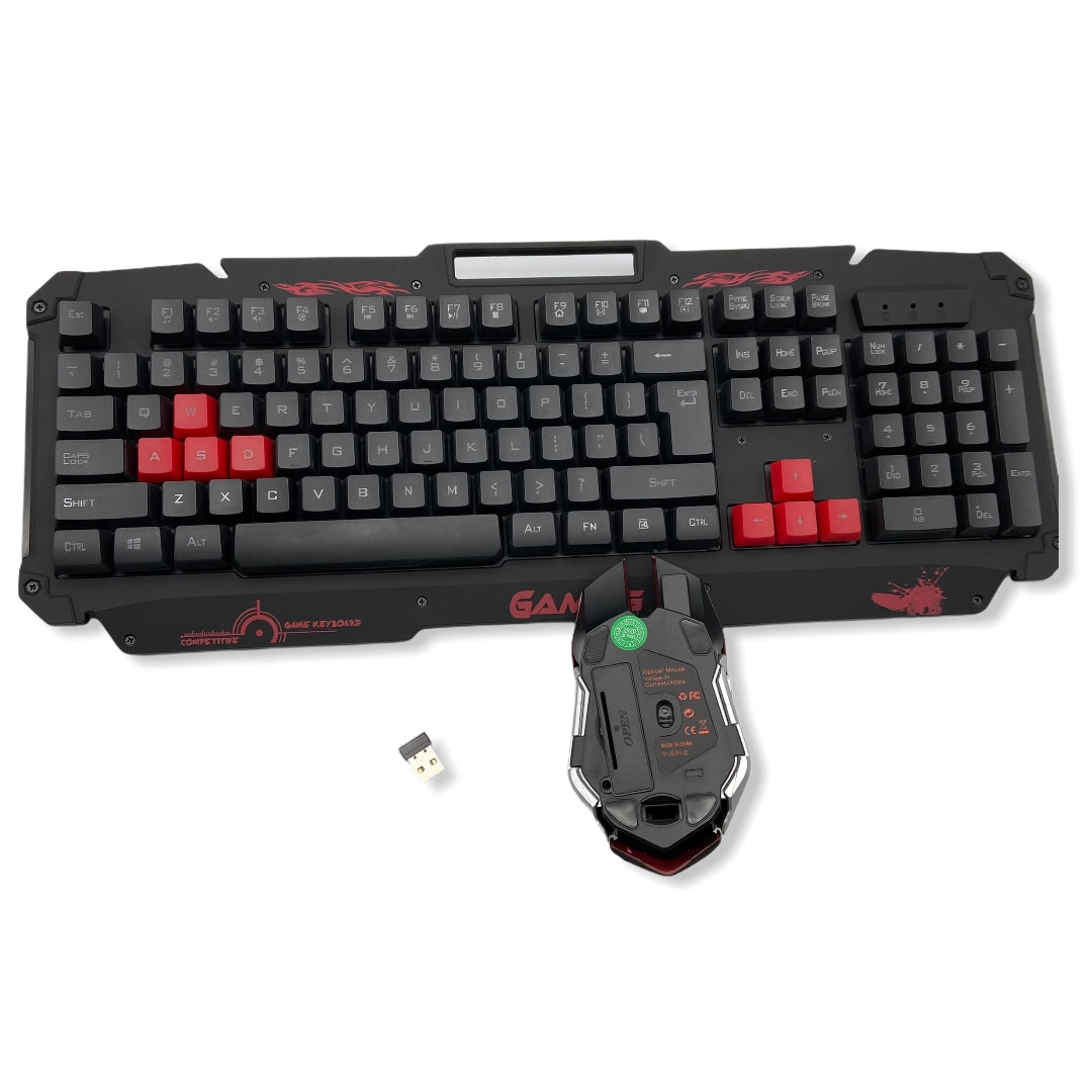 Teclado y Mouse Inalámbrico Gamer Rojo HK1668