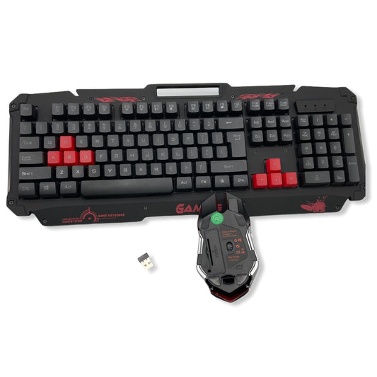 Teclado y Mouse Inalámbrico Gamer Rojo HK1668