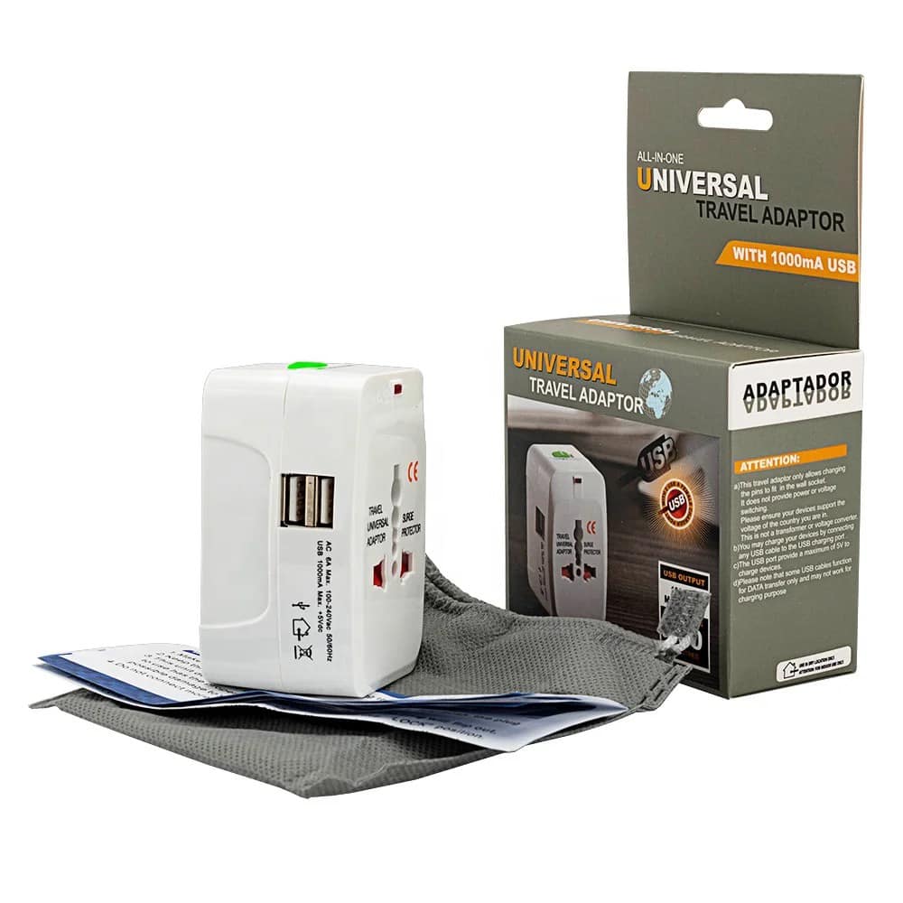Adaptador viajero con 2 USB