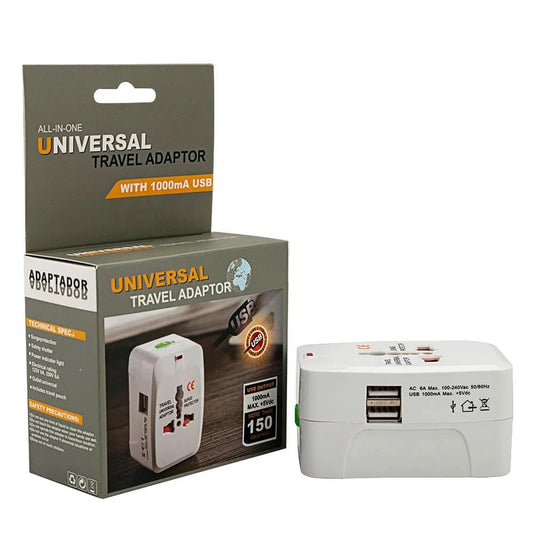 Adaptador viajero con 2 USB