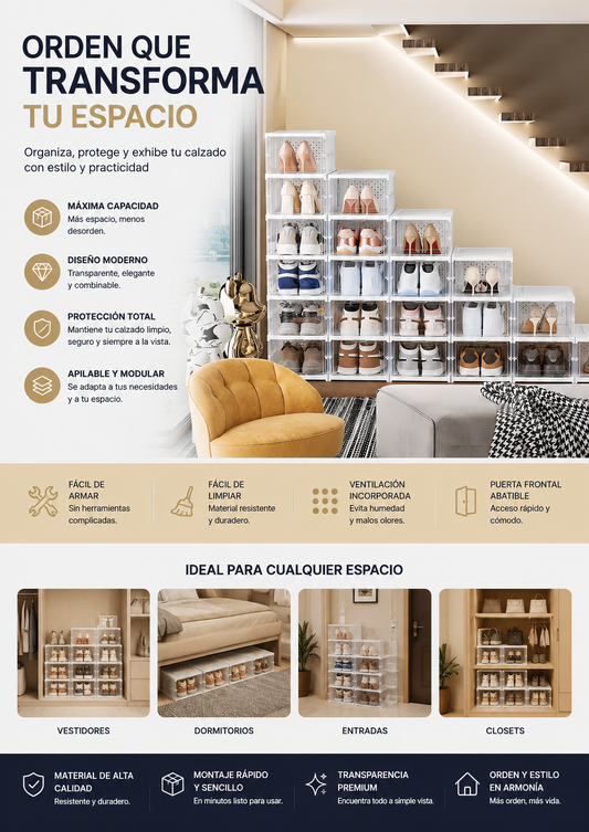 Caja organizadora de zapatos plegable x6 cajas multi uso